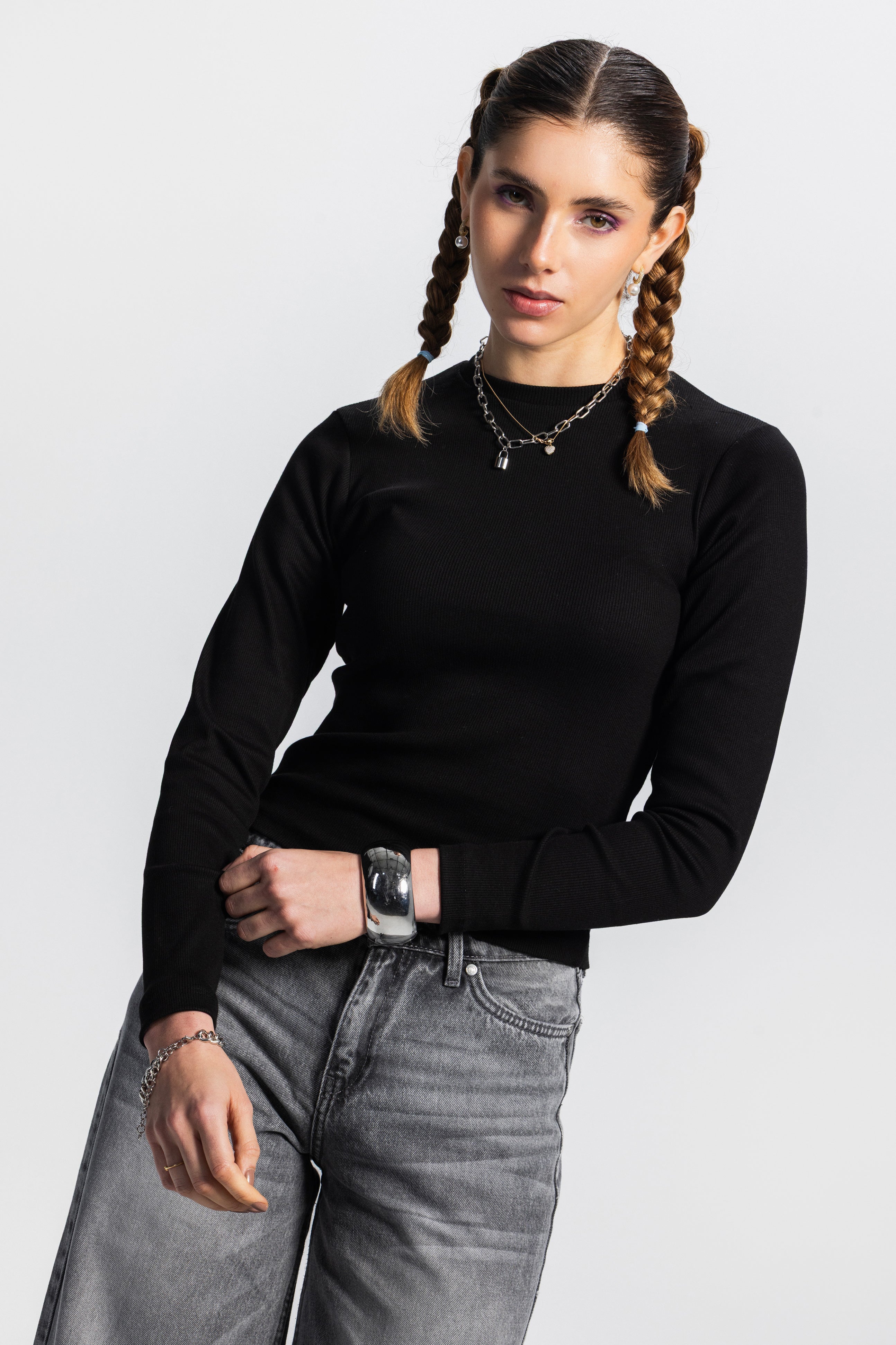 Basic Long Sleeve Top – Black