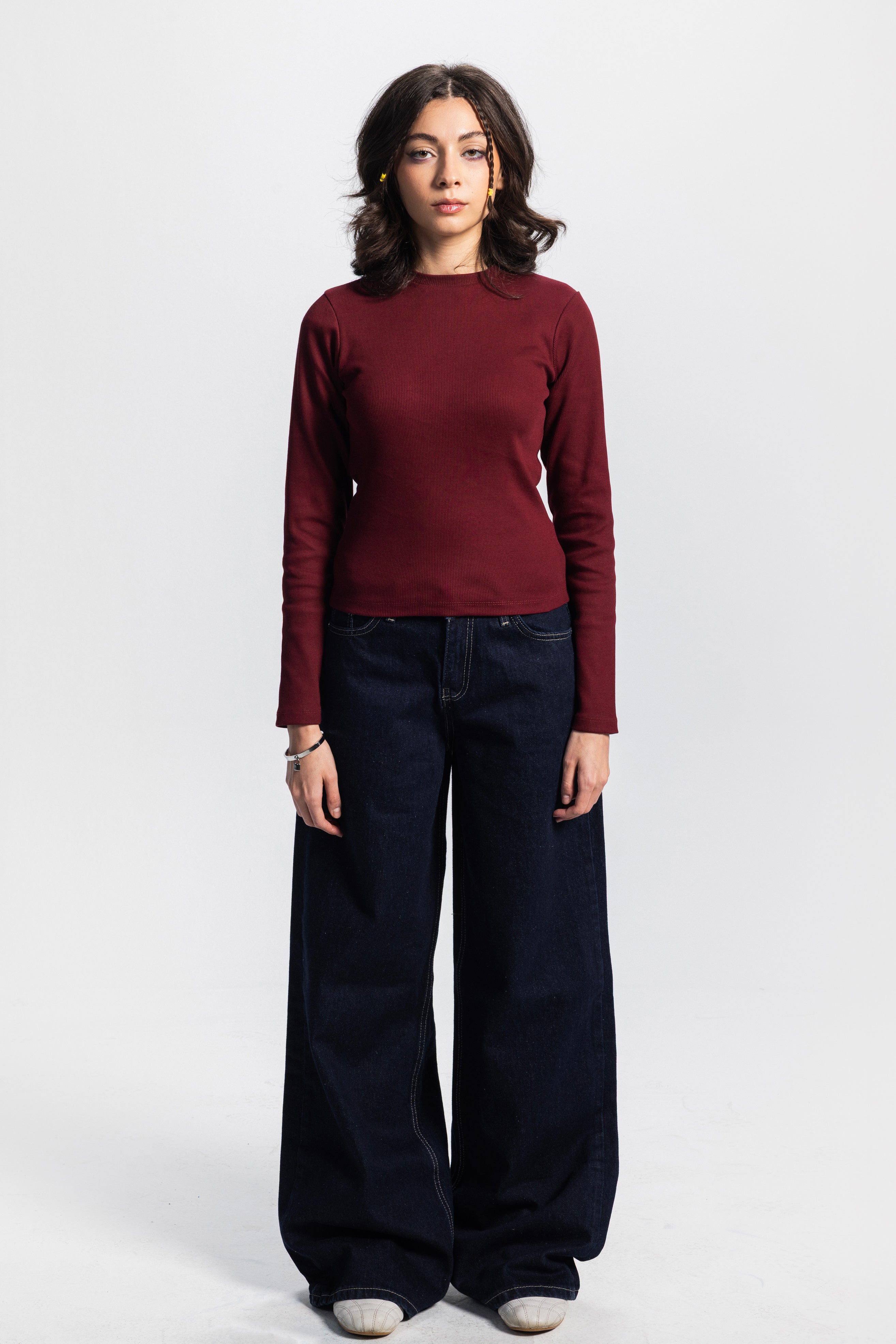 Basic Long Sleeve Top – Burgundy