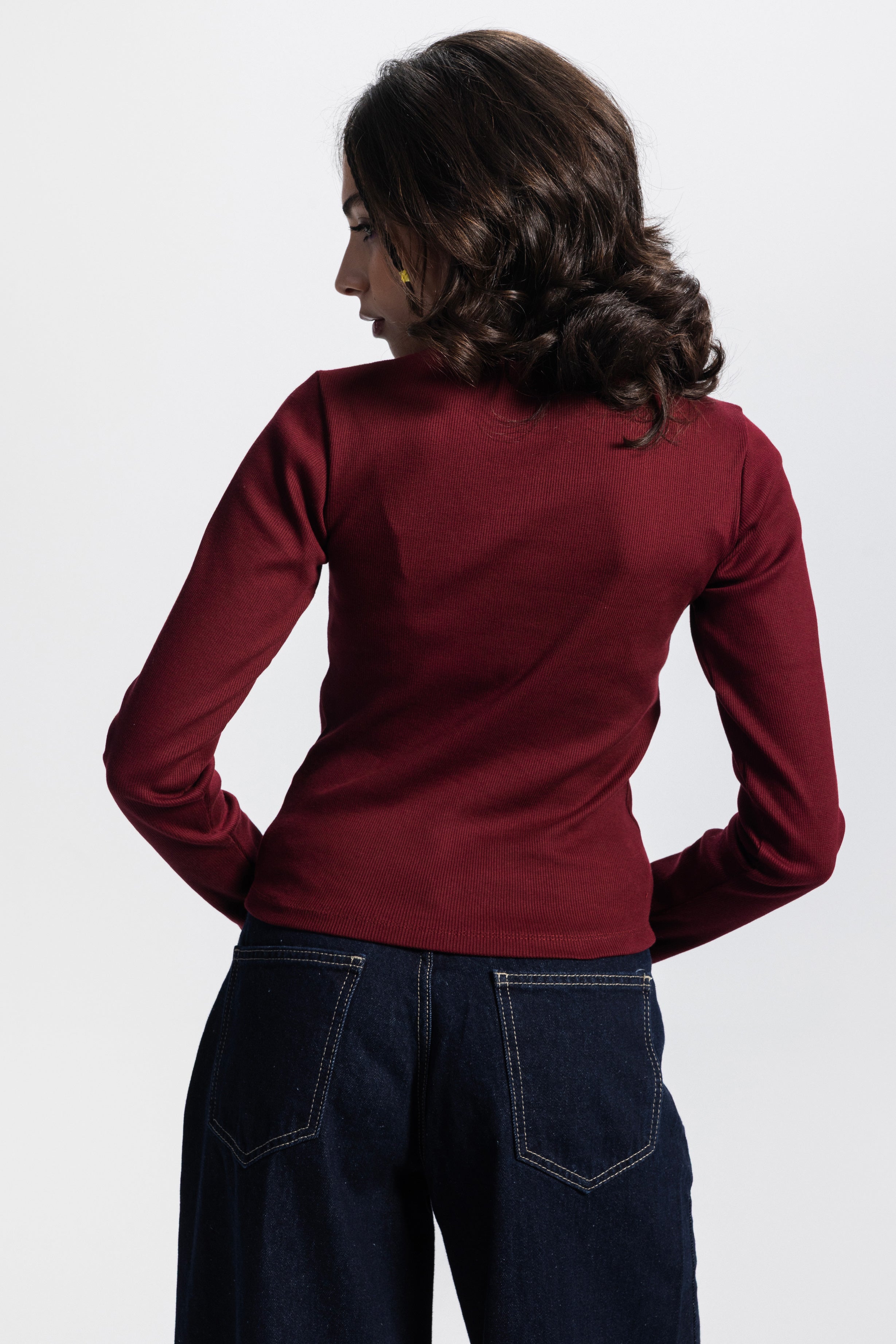 Basic Long Sleeve Top – Burgundy