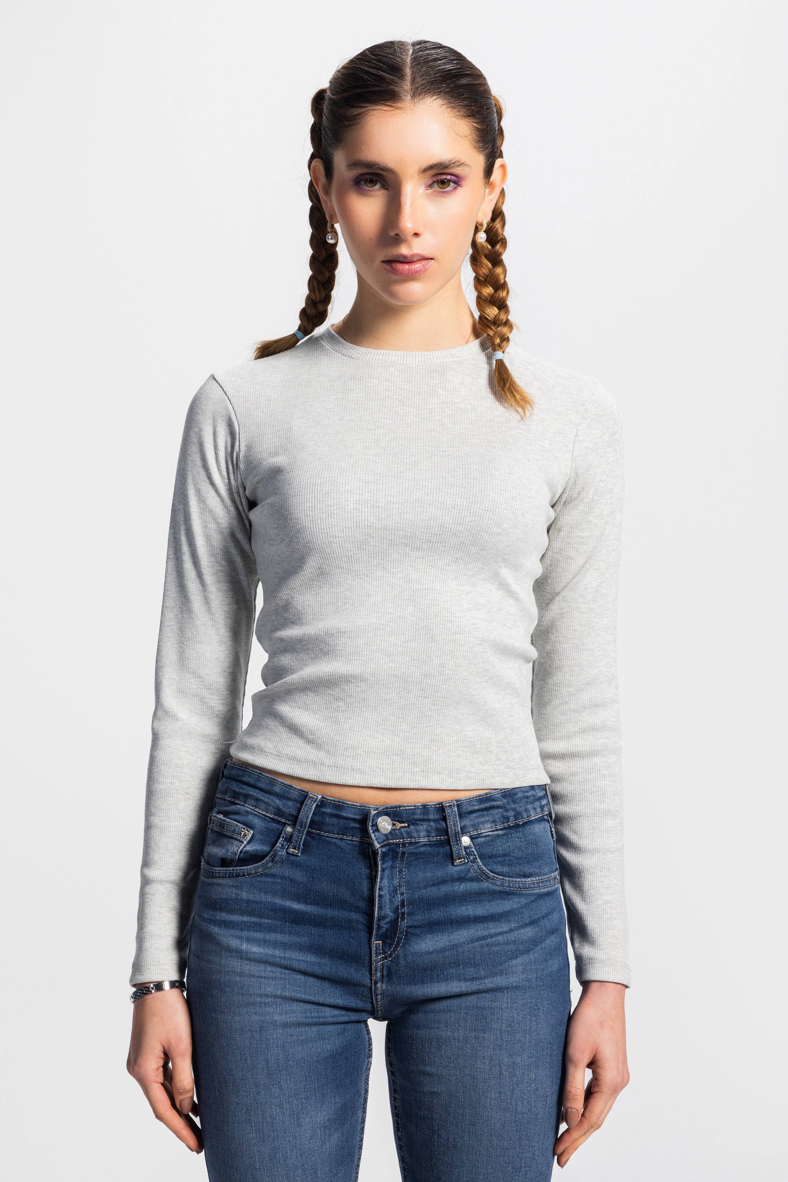 Basic Long Sleeve Top – Light Grey