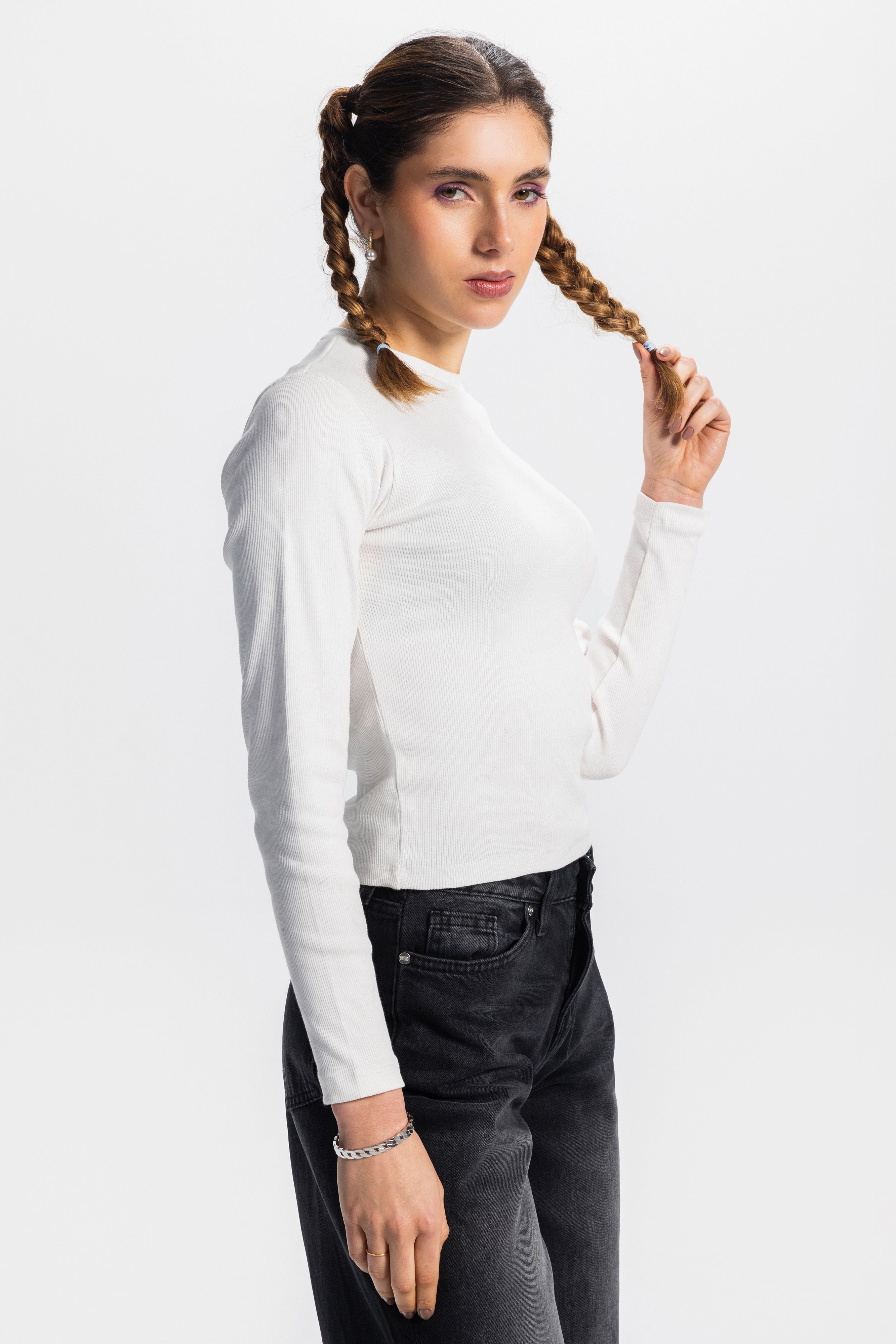 Basic Long Sleeve Top – White