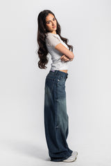 Baggy – Low-Waist Washed Vintage Green Jeans