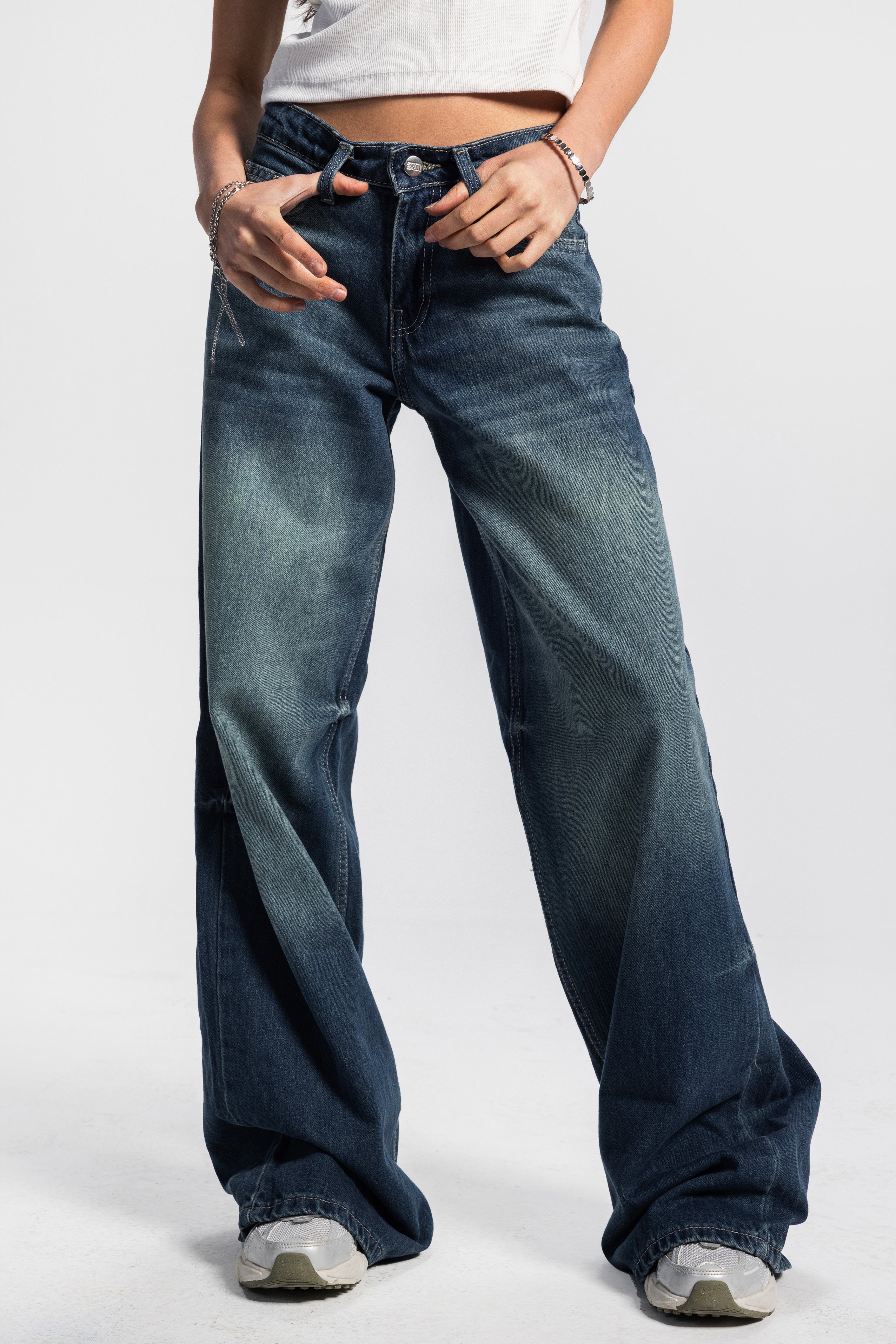 Baggy – Low-Waist Washed Vintage Green Jeans