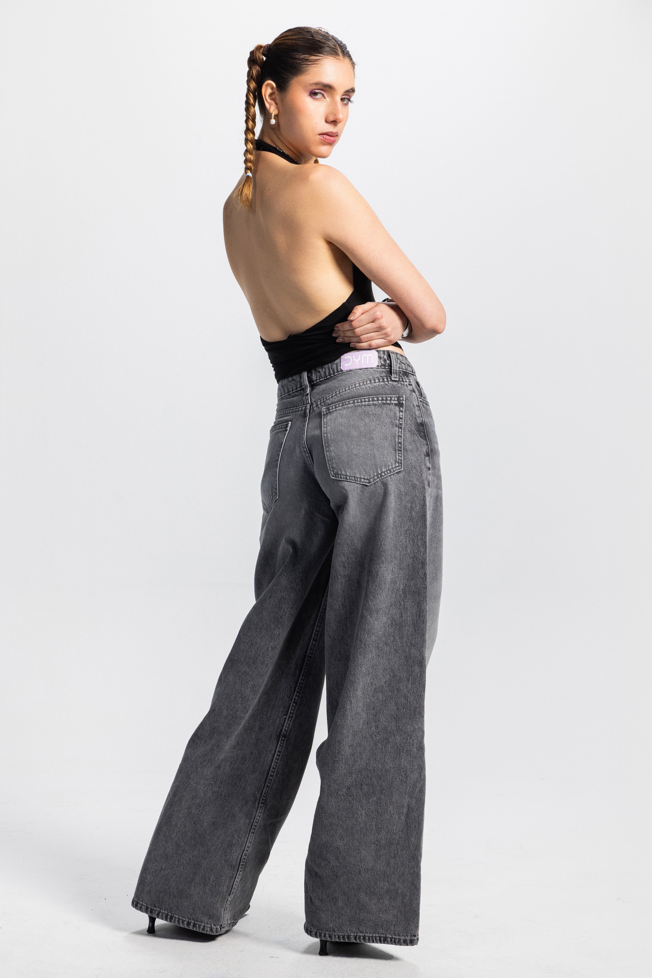 Baggy – Low-Waist Washed Grey Jeans
