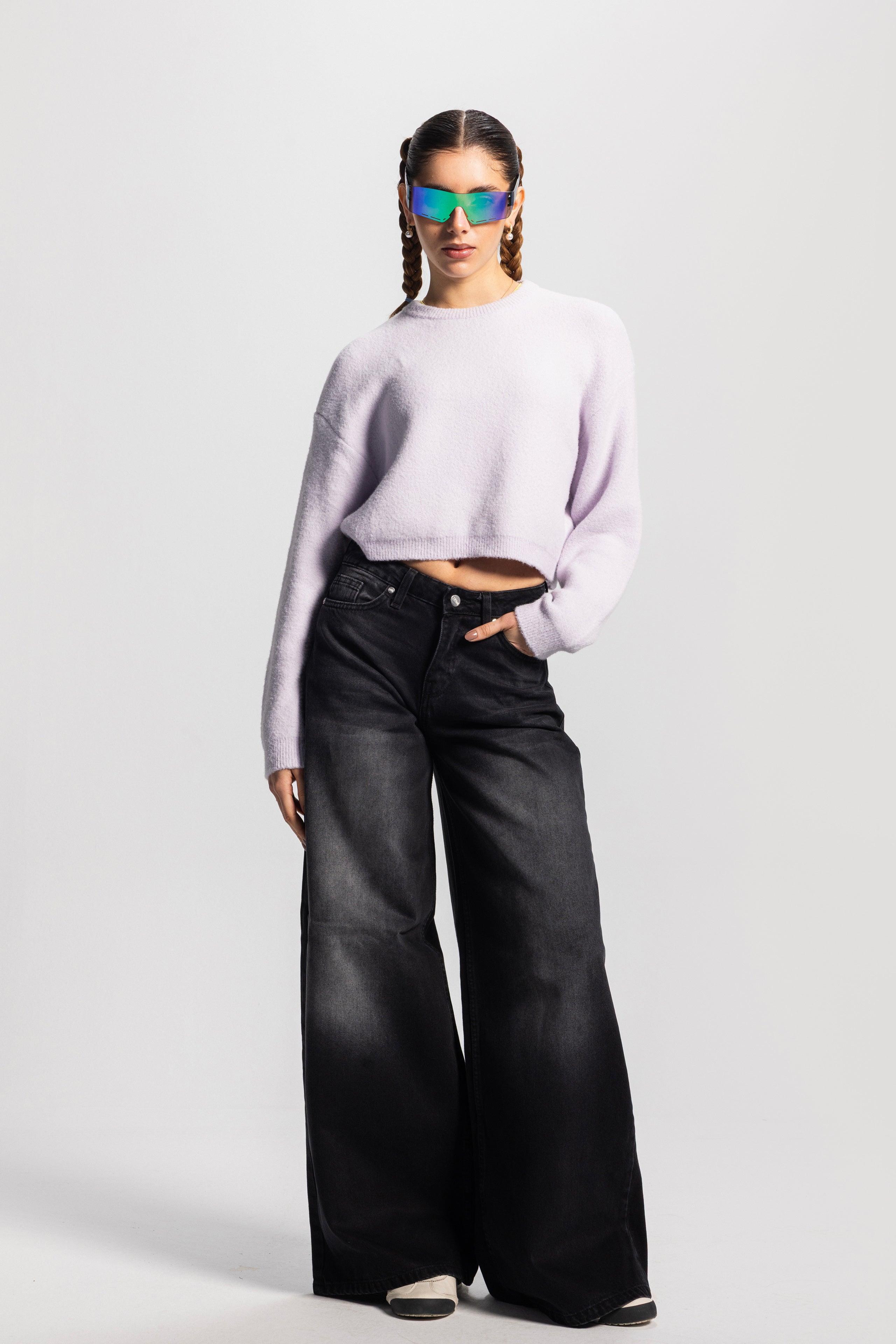 Relaxed Baggy – Low-Waist Washed Dark Grey Jeans