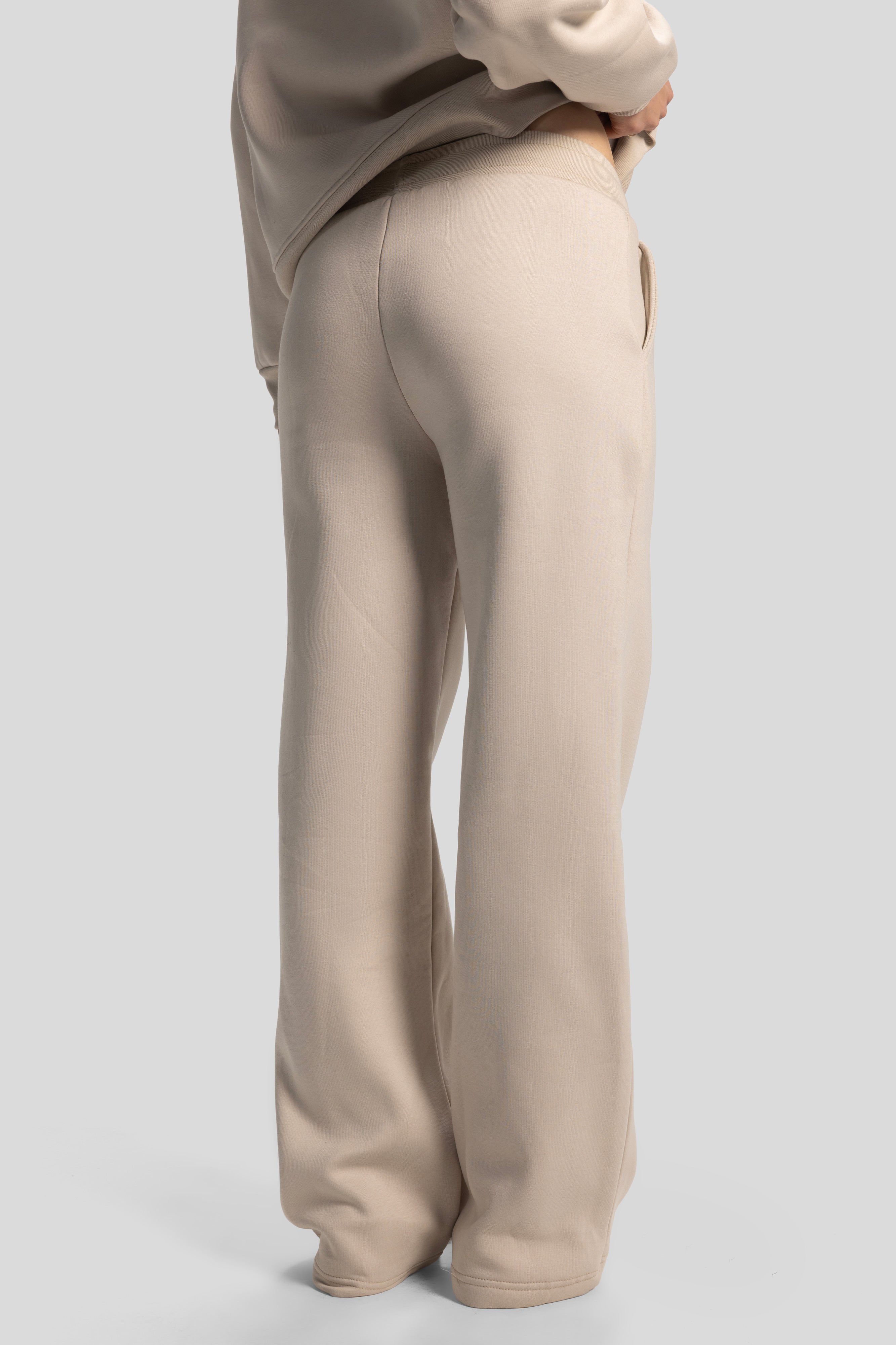 Wide-Leg Sweatpants – Beige