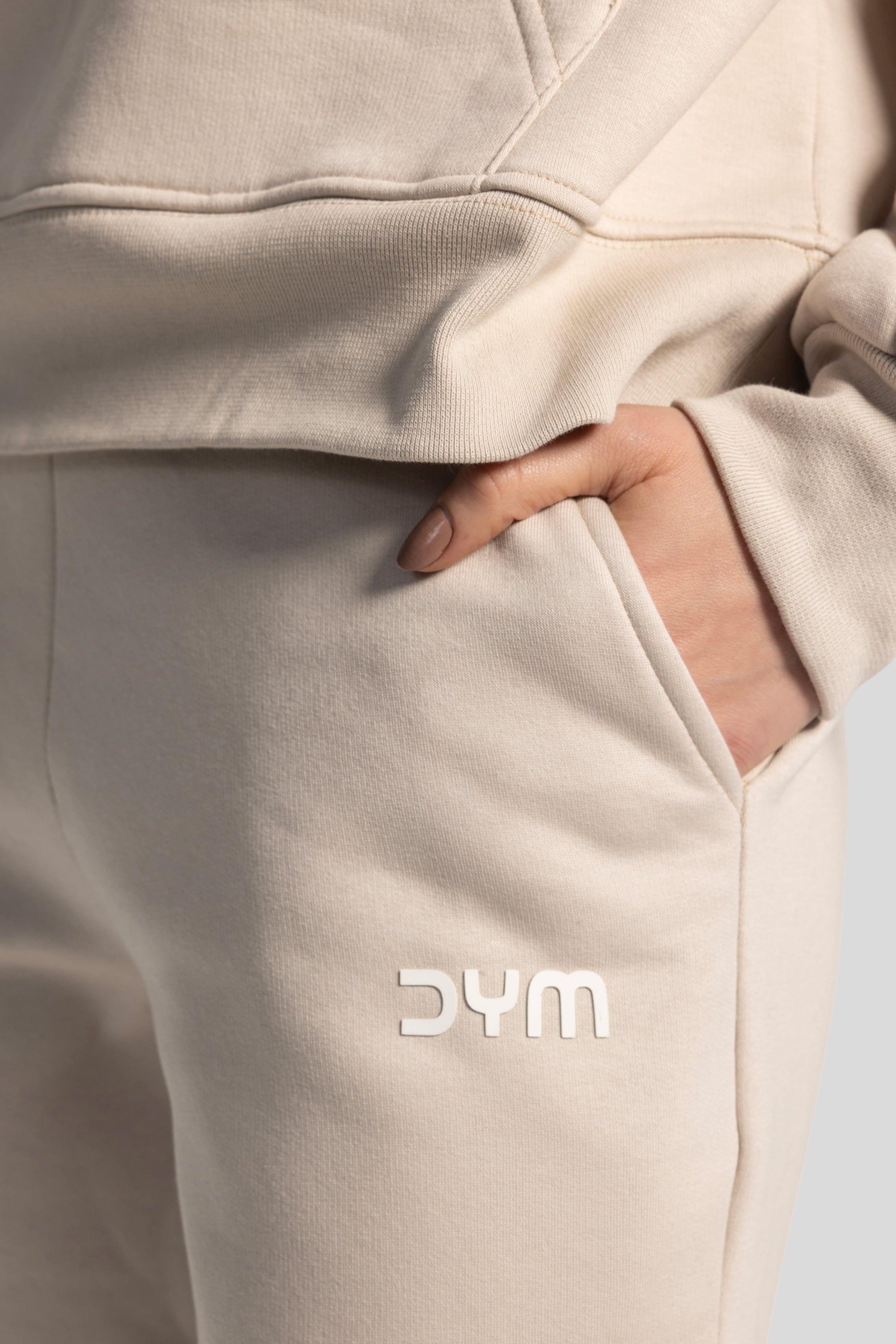 Wide-Leg Sweatpants – Beige