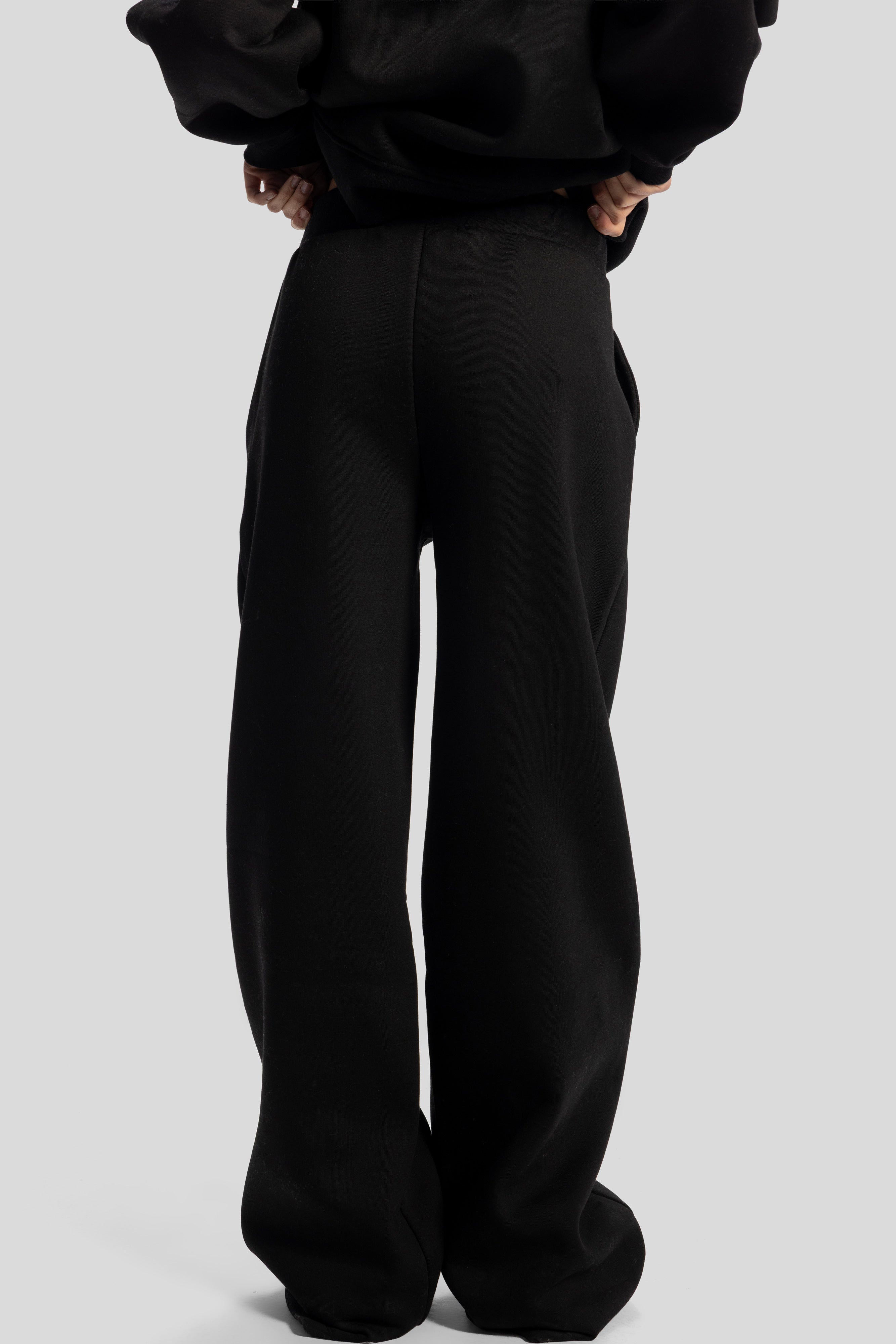Wide-Leg Sweatpants – Black