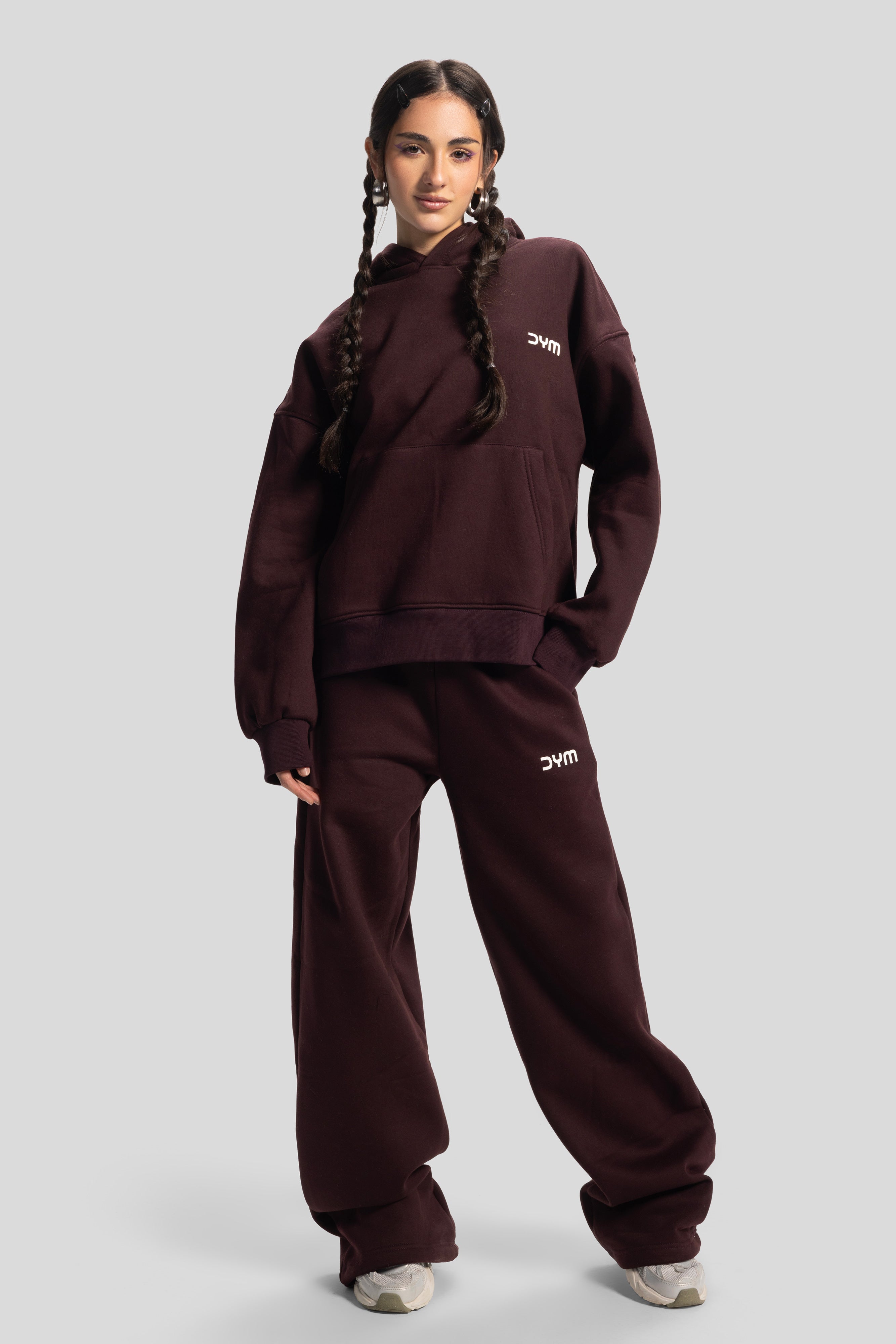 Wide-Leg Sweatpants – Burgundy