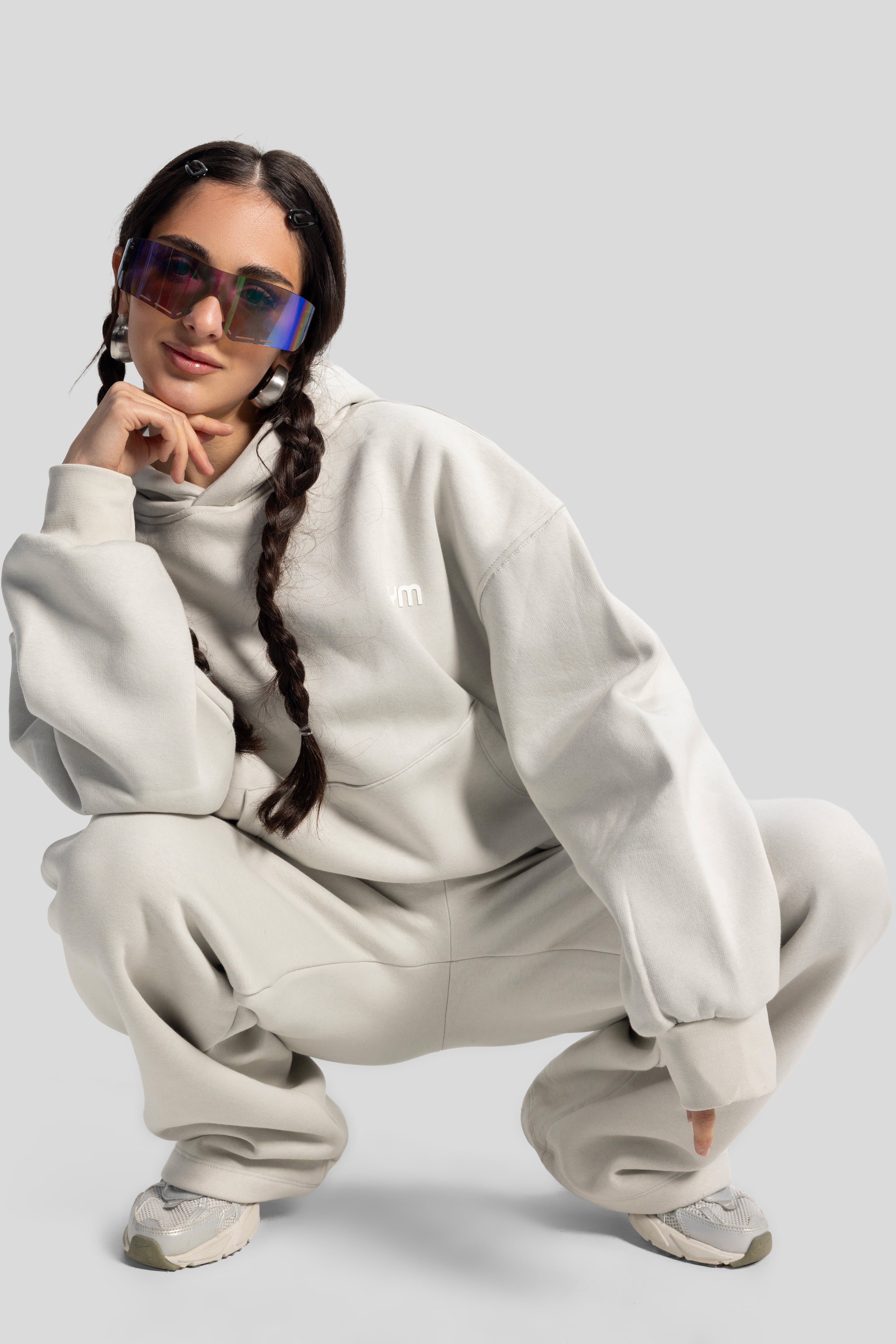 Wide-Leg Sweatpants – Light Grey