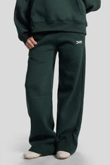 Wide-Leg Sweatpants – Dark Green
