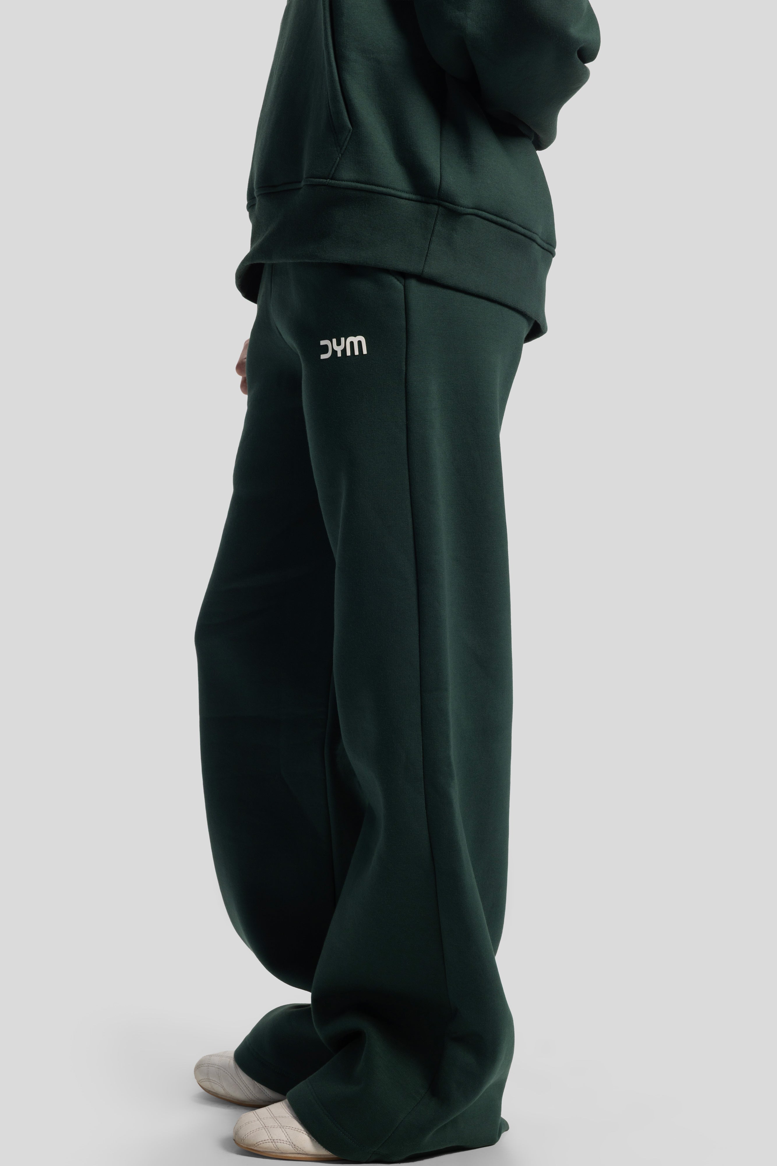 Wide-Leg Sweatpants – Dark Green