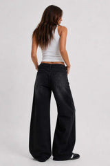 Super Baggy Low-Waist Washed Black Jeans