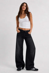 Super Baggy Low-Waist Washed Black Jeans